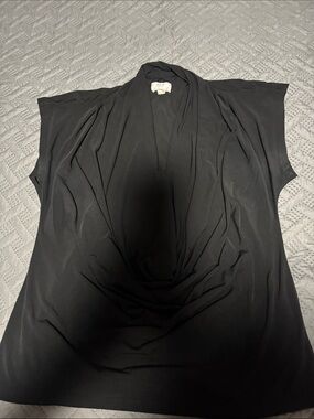 ECI Black Draped Cowl Neck Tunic